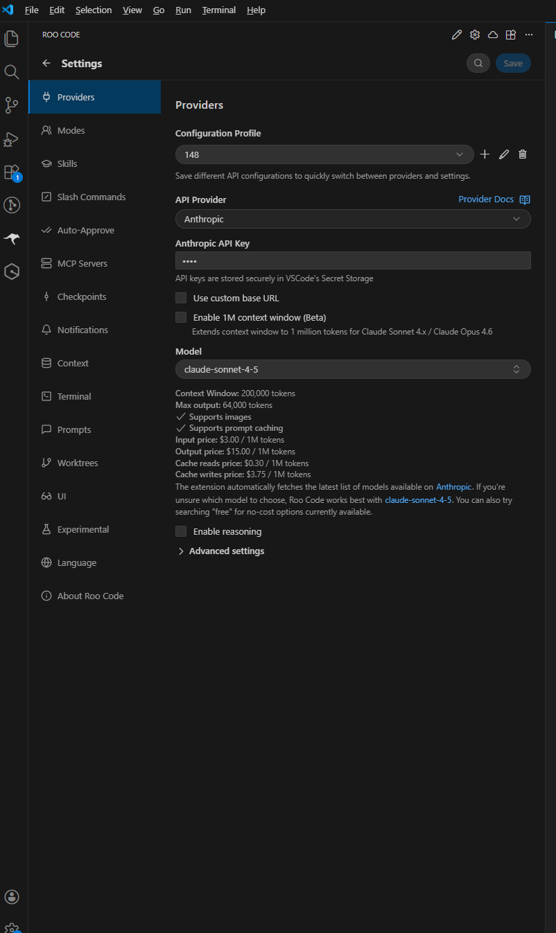 Roo Code 设置页面